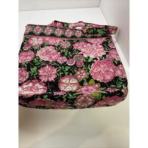 Vera Bradley Pink/ Black Safena Tote Shoulder Tech Travel Bag Tall Retired